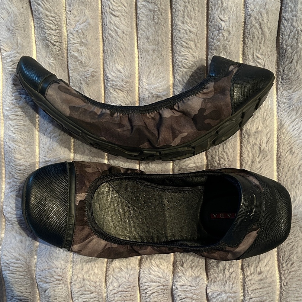 Prada Black Leather Flats